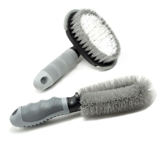 Forged Crown tire and wheel detailing brush cleaning car tire with controlled pressure