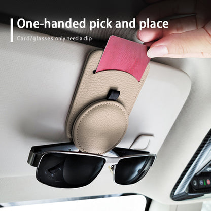 Visor mounted glasses holders installed in vehicle showing placement and accessibility