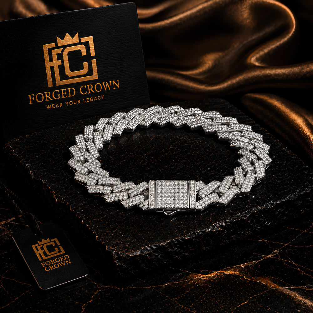 Moissanite Link Bracelet Platinum Finish S925 Sterling Silver