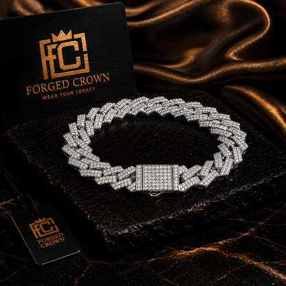 Moissanite Link Bracelet Platinum Finish S925 Sterling Silver