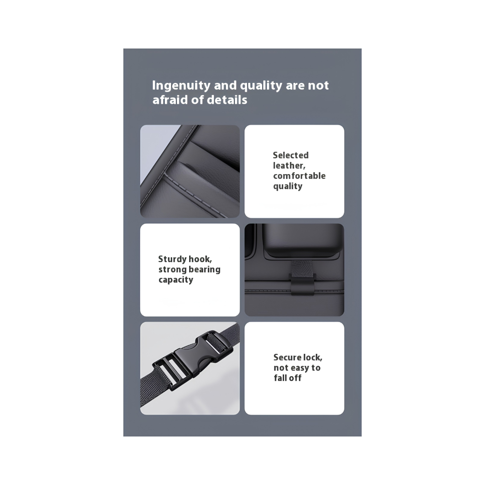Forged Crown rear seat vegan leather storage organizer details