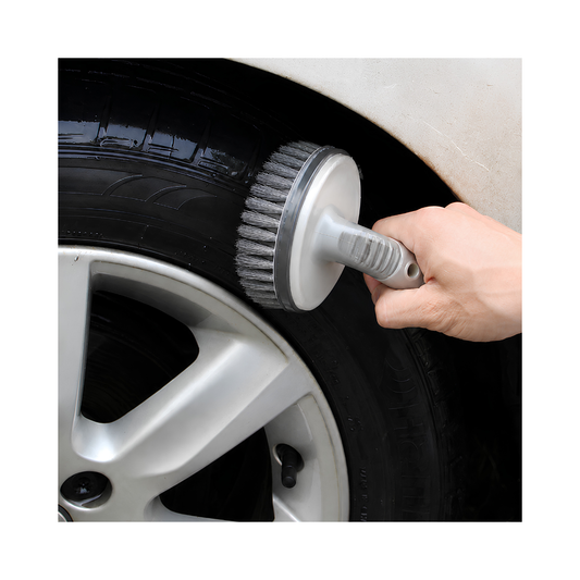Forged Crown tire detailing brush cleaning car tire with controlled pressure
