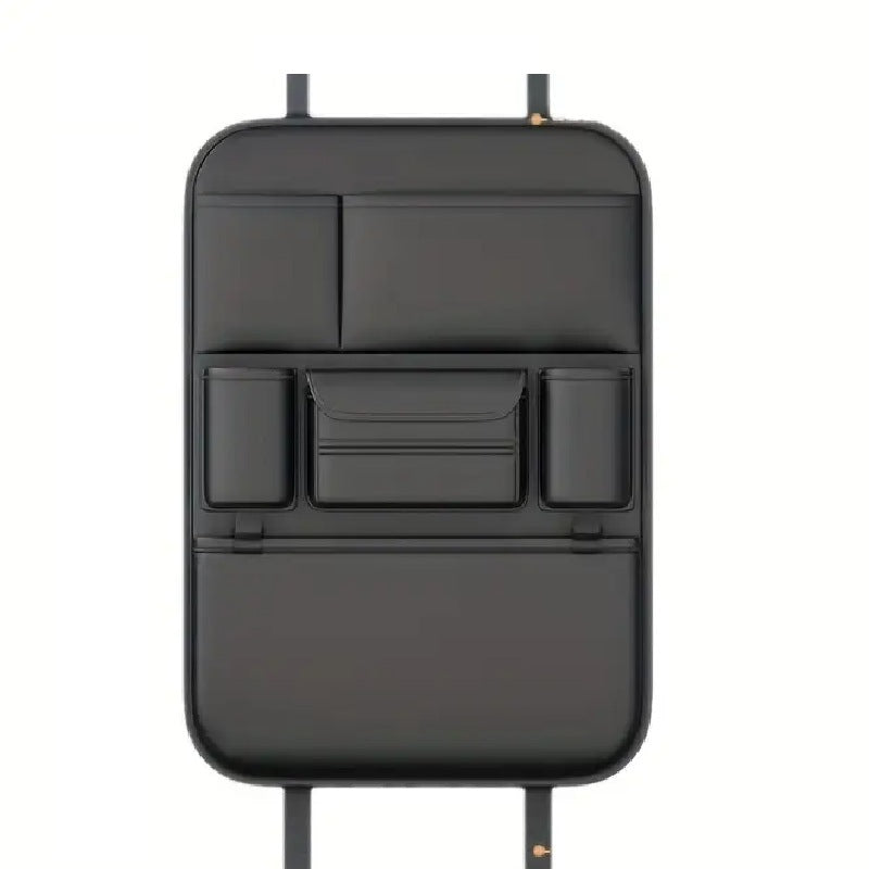 Forged Crown rear seat vegan leather storage organizer creating structured interior storage with a clean, controlled layout