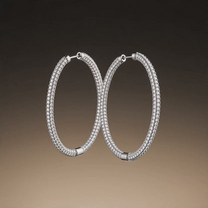 Moissanite Hoop Earrings | Platinum Plated S925 Sterling Silver
